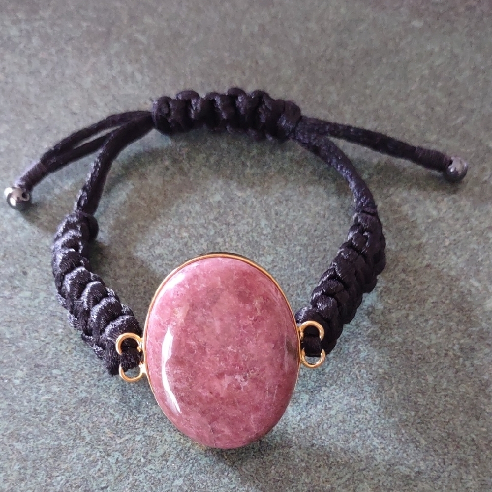 Pink Rhodonite  Adjustable Bracelet